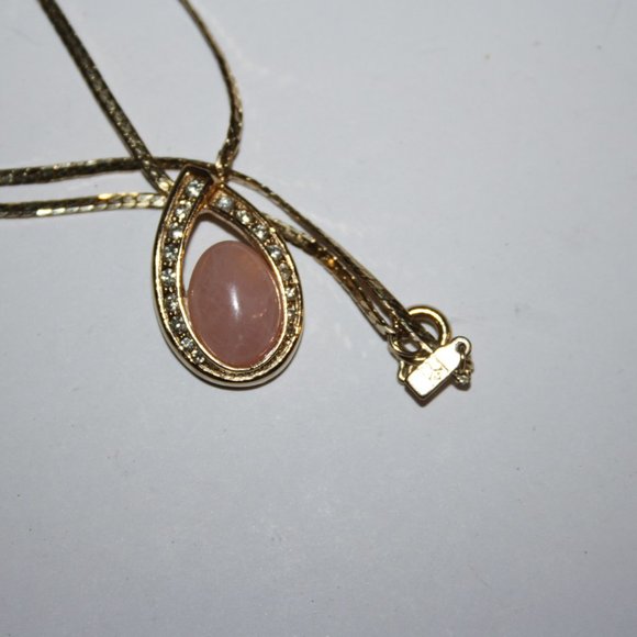 💛💗 Gold + Pink Rhinestone Necklace · 18" 💗💛 - Picture 2 of 7